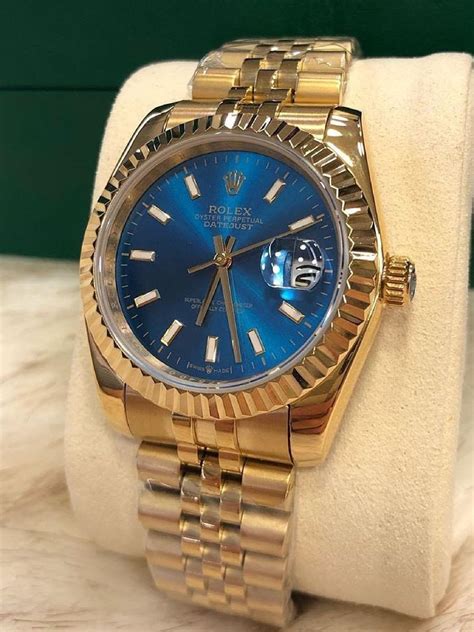 rolex dourado e azul|Rolex Datejust .